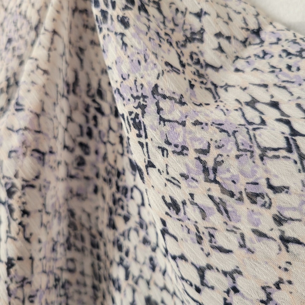 DKNY Flutter Sleeve Dress 8 Navy Pink Snakeskin Print Smocked Waist NWT - Picture 12 of 16